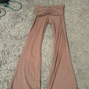 Women's brown fold over Flare leggings